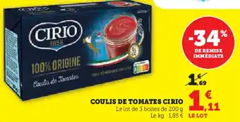 Super U Cirio coulis de tomates offre