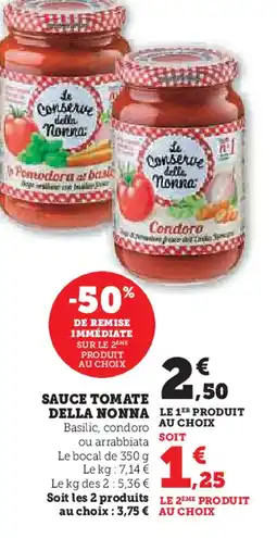 Super U Della nonna sauce tomate offre