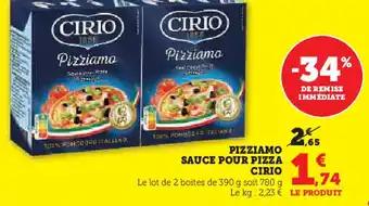 Super U Cirio pizziamo sauce pour pizza offre