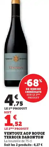 Super U Ventoux aop rouge terroir daronton offre