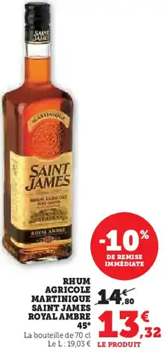 Super U Saint james rhum agricole martinique royal ambre 45 offre