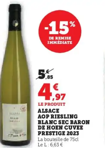 Super U Alsace aop riesling blanc sec baron offre