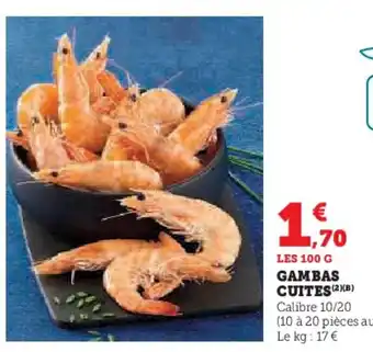 Super U Gambas cuites (2)(b) offre