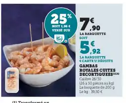 Super U Gambas royales cuites offre