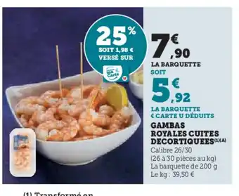 Super U Gambas royales cuites offre