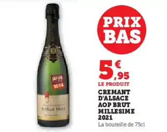 Super U CREMANT D'ALSACE AOP BRUT MILLESIME 2021 offre