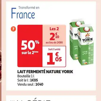 Auchan Lait fermenté nature yorik offre