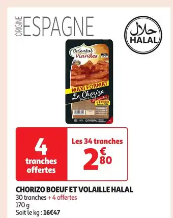 Auchan CHORIZO BOEUF ET VOLAILLE HALAL offre