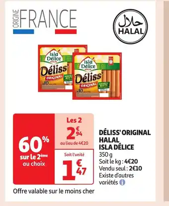 Auchan Déliss' original halal isla délice offre