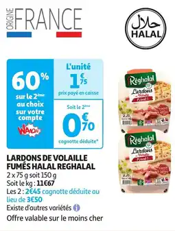 Auchan Lardons de volaille fumés halal reghalal offre