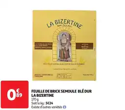 Auchan Feuille de brick semoule blé dur la bizertine offre