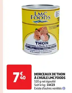 Auchan Morceaux de thon à l'huile lmc foods offre