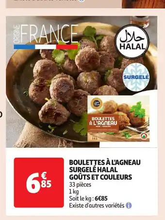 Auchan Boulettes à l'agneau surgelé halal goûts et couleurs offre