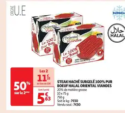 Auchan Steak haché surgelé 100% pur boeuf halal oriental viandes offre