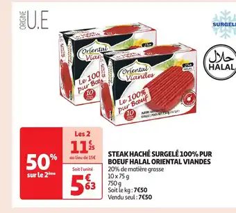 Auchan Steak haché surgelé 100% pur boeuf halal oriental viandes offre