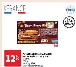 Auchan Potatoes burger surgelés halal goût & couleurs offre