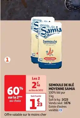 Auchan Semoule de blé moyenne samia offre