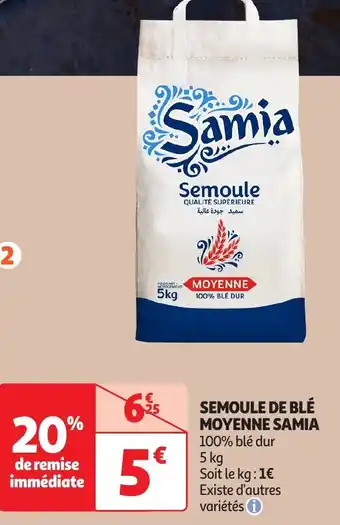 Auchan Semoule de blé moyenne samia 100% blé dur offre