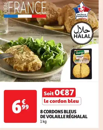 Auchan 8 cordons bleus de volaille réghalal offre