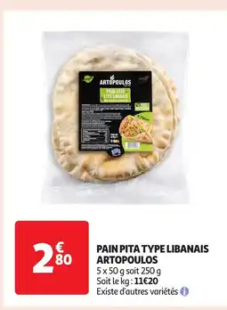 Auchan Pain pita type libanais artopoulos offre