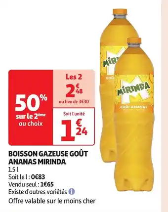 Auchan Boisson gazeuse goût ananas mirinda offre