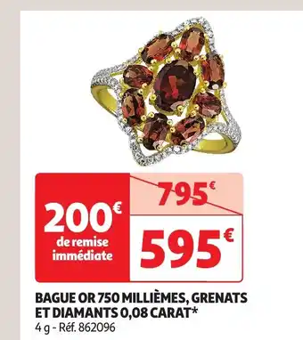 Auchan Bague or 750 millièmes, grenats offre