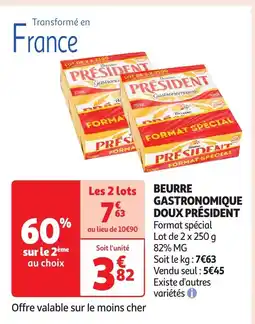 Auchan Beurre gastronomique doux président offre