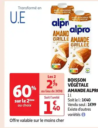 Auchan Boisson végétale amande alpro offre