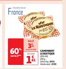 Auchan Camembert le rustique 20% mg offre