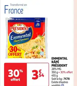 Auchan Emmental râpé président offre