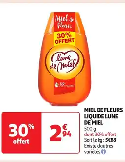 Auchan Miel de fleurs liquide lune de miel offre