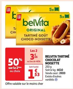 Auchan Belvita tartiné chocolat noisette offre