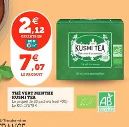 Utile KUSMI TEA Thé vert menthe offre