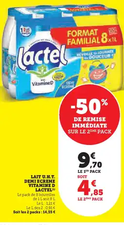 U Express LACTEL Lait u.h.t. demi ecreme vitamine d offre