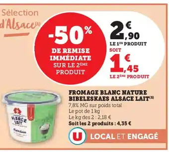 U Express Fromage blanc nature bibeleskaes alsace lait offre