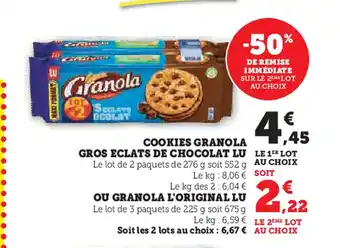 U Express LU Cookies granola gros eclats de chocolat offre