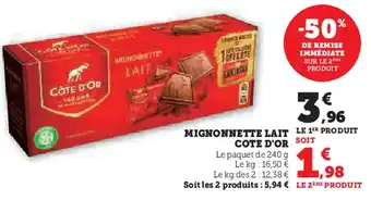 U Express CÔTE D'OR Mignonnette lait offre