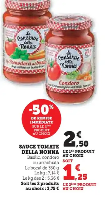 U Express DELLA NONNA Sauce tomate offre