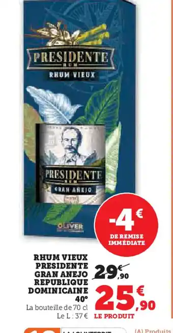 U Express Rhum vieux presidente gran anejo republique dominicaine offre