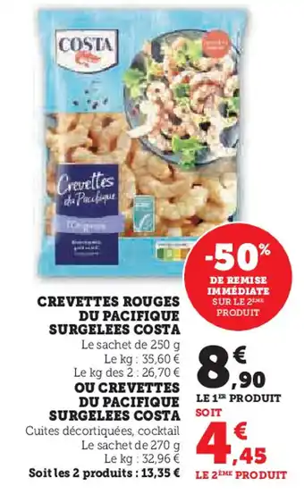 U Express COSTA Crevettes rouges du pacifique surgelees offre