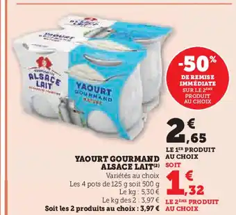 U Express ALSACE LAIT Yaourt gourmand offre