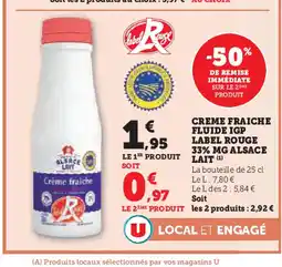 U Express ALSACE LAIT Creme fraiche fluide igp label rouge 33% mg offre