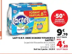 U Express LACTEL Lait u.h.t. demi ecreme vitamine d offre