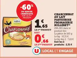 U Express MILLERET Charcennay au lait pasteurise fromagerie offre