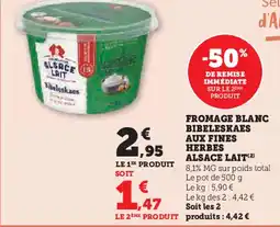 U Express ALSACE LAIT Fromage blanc bibeleskaes aux fines herbes offre