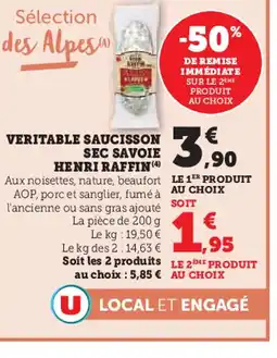 U Express HENRI RAFFIN Veritable saucisson sec savoie offre