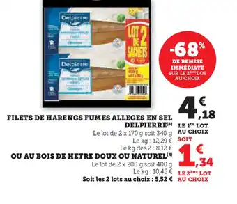 U Express DELPIERRE Filets de harengs fumes alleges en sel offre