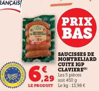 U Express Saucisses de montbeliard cuite igp claviere offre