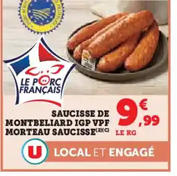 U Express Saucisse de montbeliard igp vpf 99 morteau saucisse offre