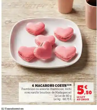 U Express 6 macarons coeur offre